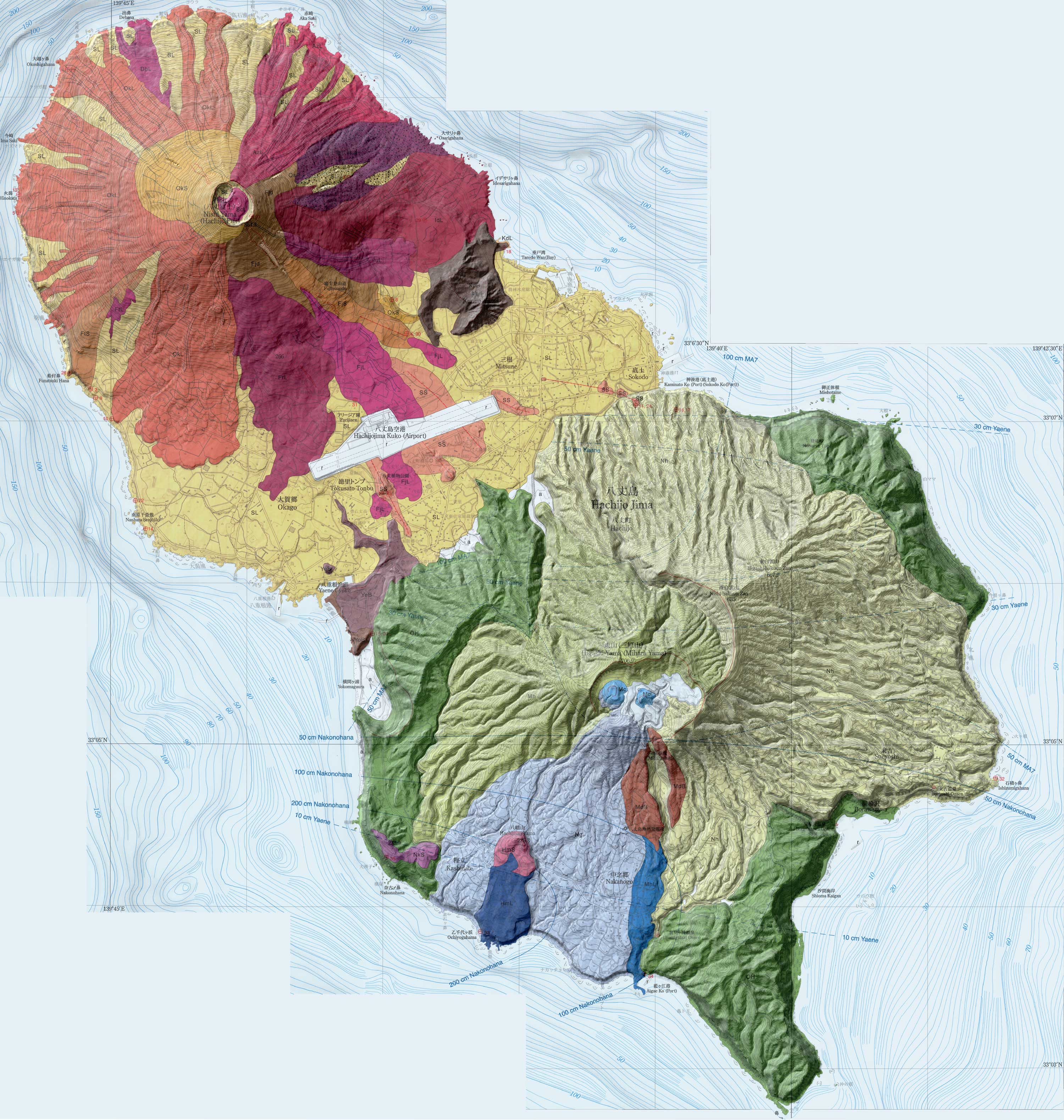 八丈島陰影図大